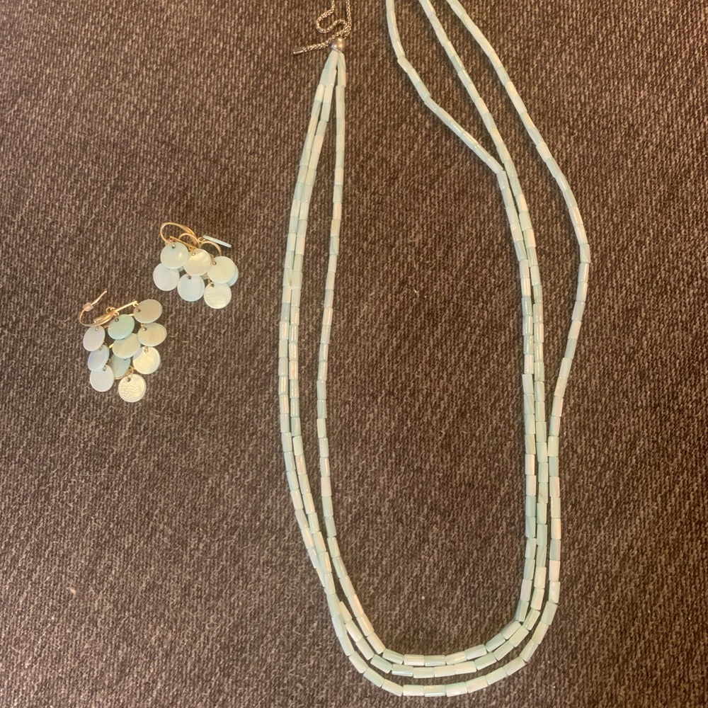 Elegant Mint Green Beaded Necklace and Earring Set